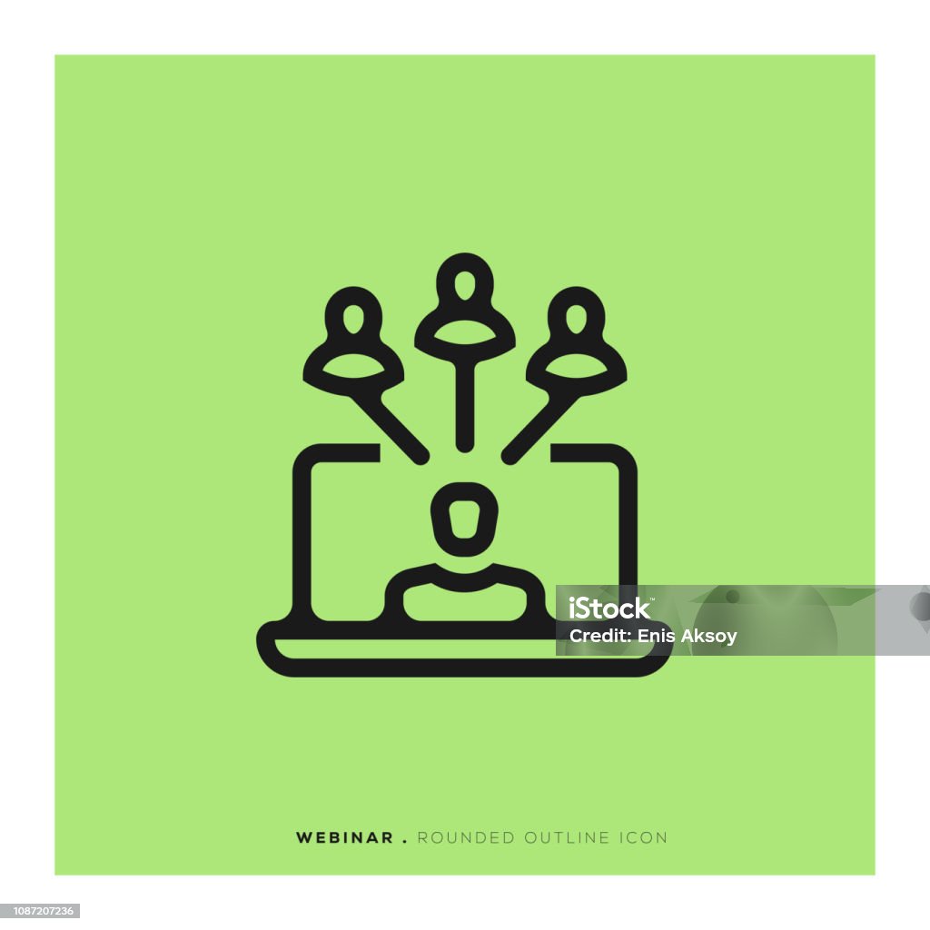 Webinar Rounded Line Icon Web Conference stock vector