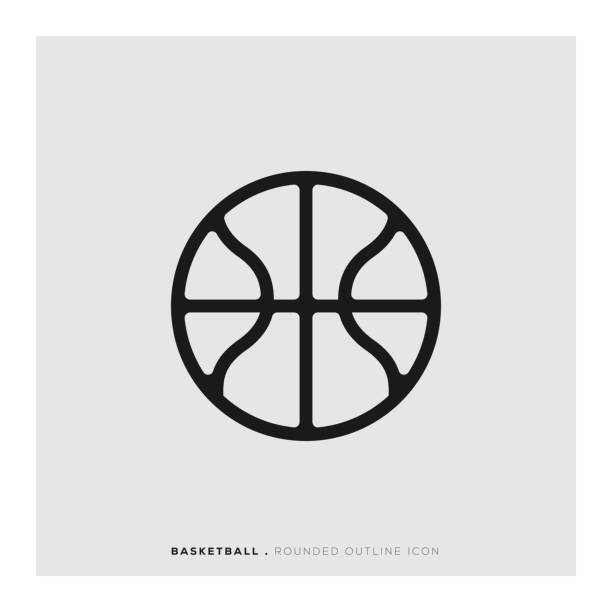 ikona zaokrąglona linia piłki do koszykówki - curve ball stock illustrations