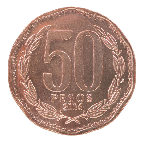 50 chilean pesos coin isolated