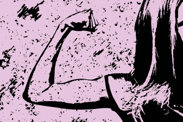 ilustrações, clipart, desenhos animados e ícones de forte braço - human muscle women flexing muscles female