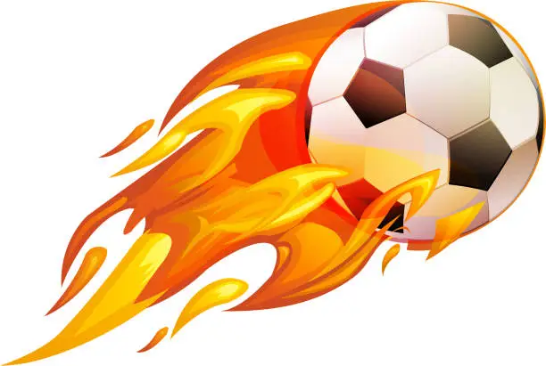 Vector illustration of Burning Soccer - Illustration