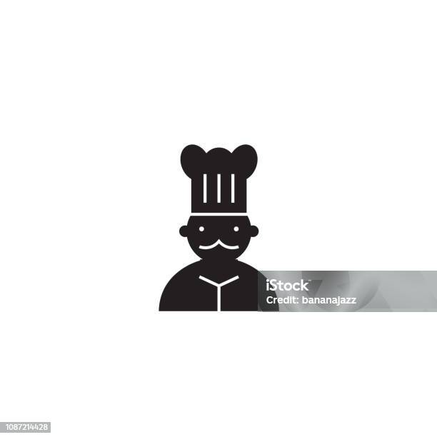 French Chef Black Vector Concept Icon French Chef Flat Illustration Sign Stock Illustration - Download Image Now