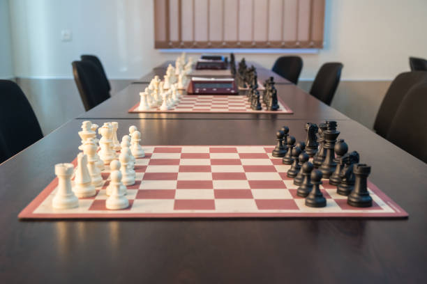 istock chess pieces on the table before the tournament 1087214692