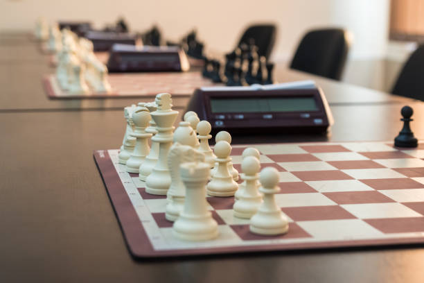 istock chess pieces on the table before the tournament 1087214698