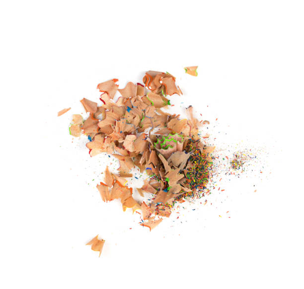istock Color wood pencil with sharpening shavings isolated 1087215018