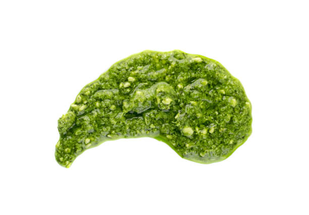 istock Pesto sauce spread or blob isolated on white background 1087215022