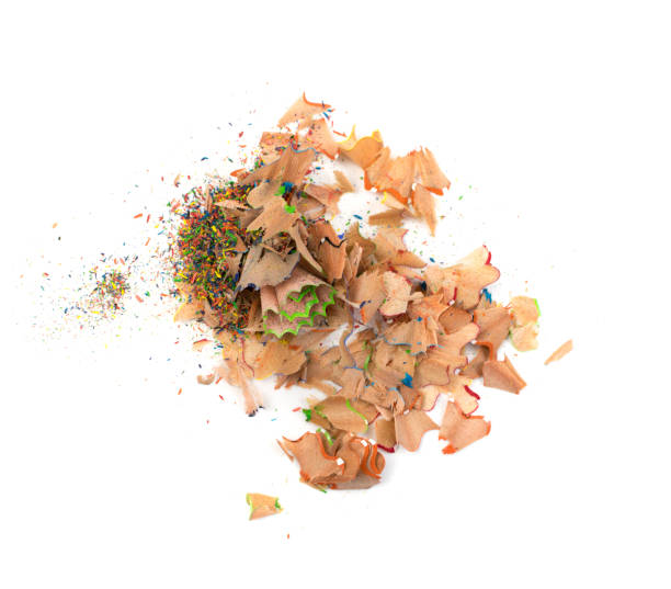 istock Color wood pencil with sharpening shavings isolated 1087215034