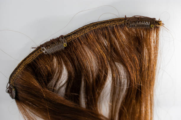 istock Warm Brown clip in extension weft 1087218524