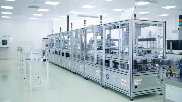istock Shot of Sterile Precision Manufacturing Laboratory with 3D Printers, Super Computers and other Electrical Equipment and Machines suitable for Pharmaceutics, Biotechnology and Semiconductor Researches. 1087219656