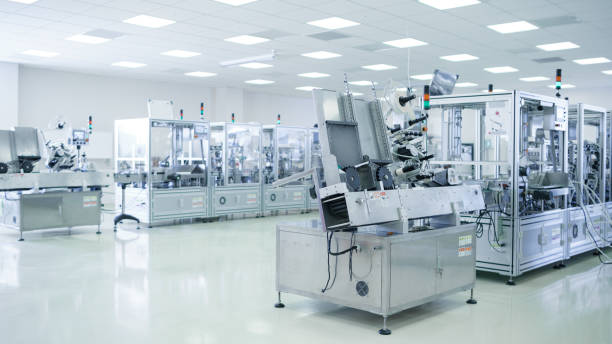 istock Shot of Sterile Precision Manufacturing Laboratory with 3D Printers, Super Computers and other Electrical Equipment and Machines suitable for Pharmaceutics, Biotechnology and Semiconductor Researches. 1087219658