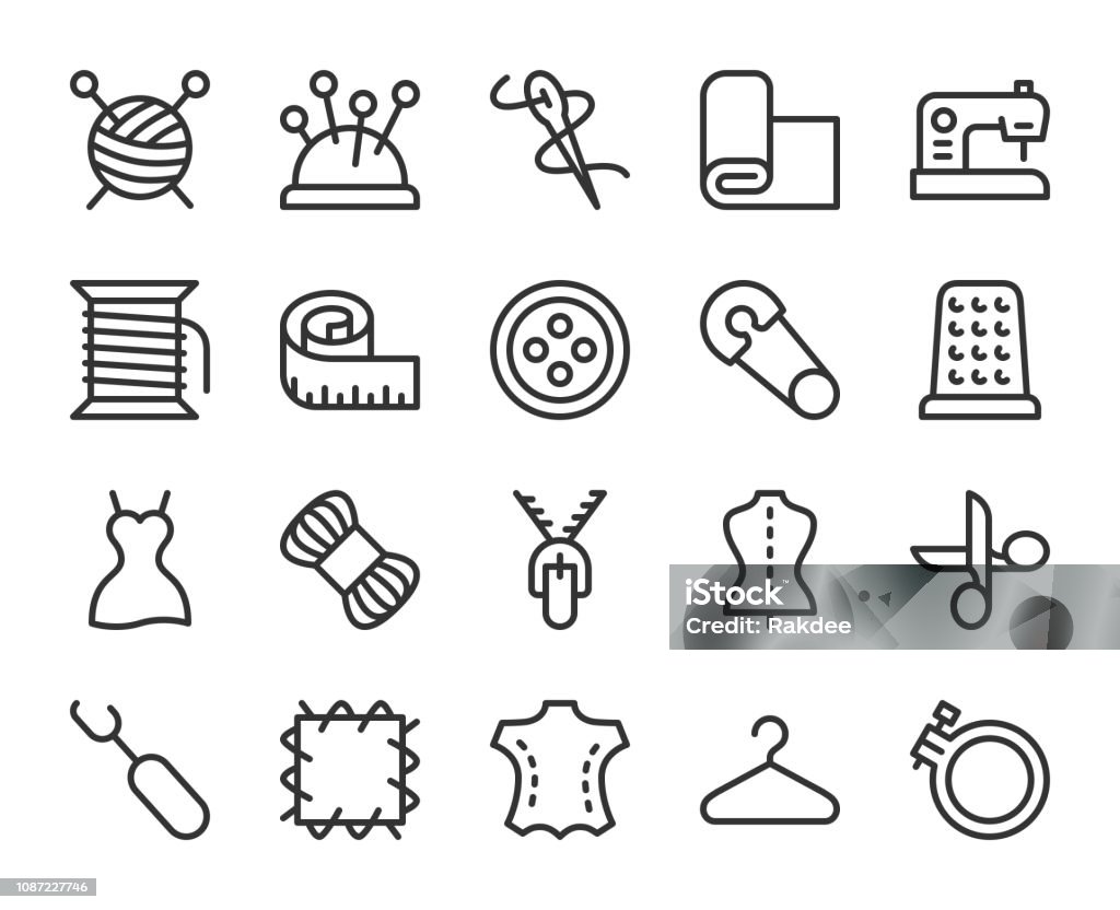 Menjahit dan Jarum - Ikon Garis - Bebas Royalti Ikon - Simbol ortografis vektor stok Menjahit dan Jarum - Ikon Garis - Bebas Royalti Ikon - Simbol ortografis vektor stok