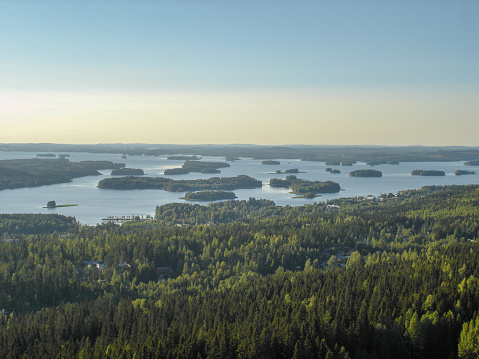 Kuopio landscape from the tower at summer sunny day