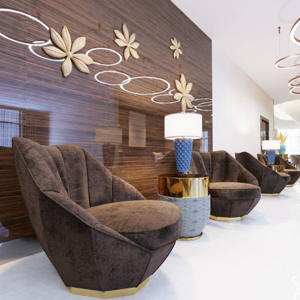 istock Waiting area in a five star hotel with luxurious large recliner. 1087238772