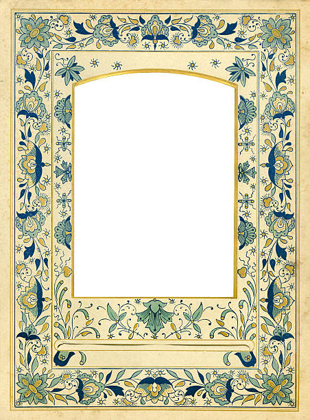 Ornate floral antique paper photo frame from a Victorian Era photo album.