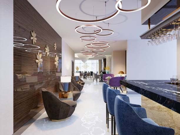 istock Interior of a modern pub or bar at evening 1087244262