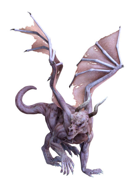 istock 3D illustration fantasy dragon on white 1087244530