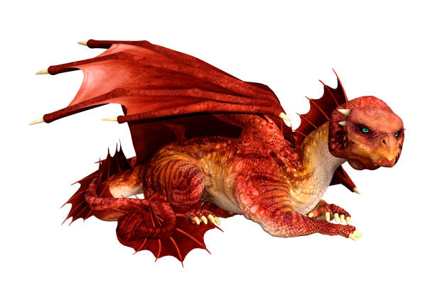 istock 3D illustration fantasy dragon on white 1087244872