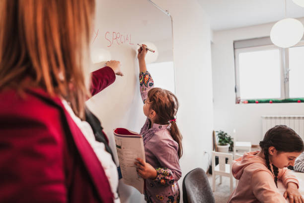 istock female teacher teaching  kids in classroom 1087246566