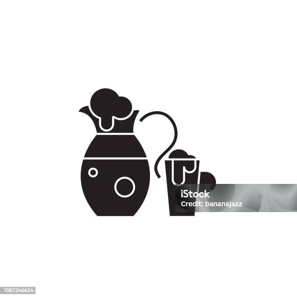 Jug With Bear Black Vector Concept Icon Jug With Bear Flat Illustration Sign Stock Illustration - Download Image Now