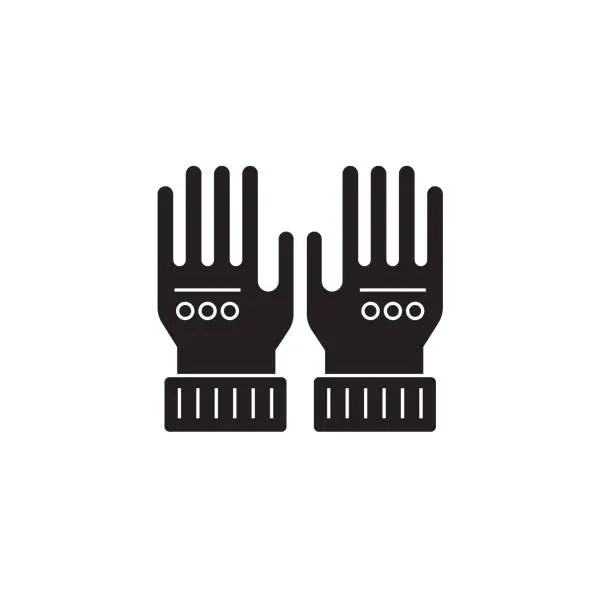 Vector illustration of Leather gloves black vector concept icon. Leather gloves flat illustration, sign