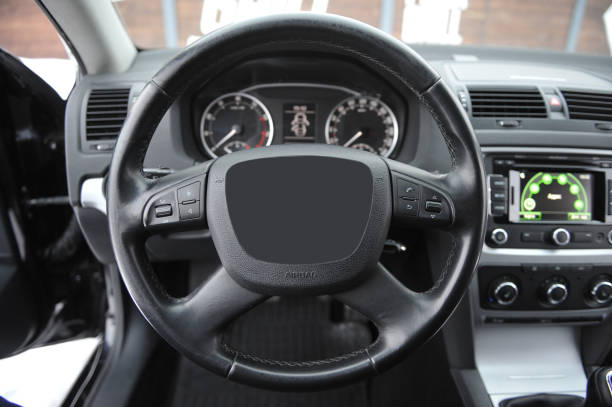 istock Modern Car Interior with sunlight with white scale and arrow 1087249626