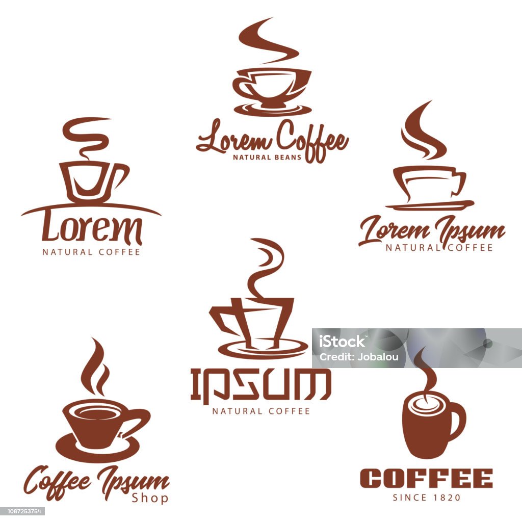 커피 클립 아트 아이콘 모음 로고에 대한 스톡 벡터 아트 및 기타 이미지 - 로고, 커피-마실 것, 카페 - Istock