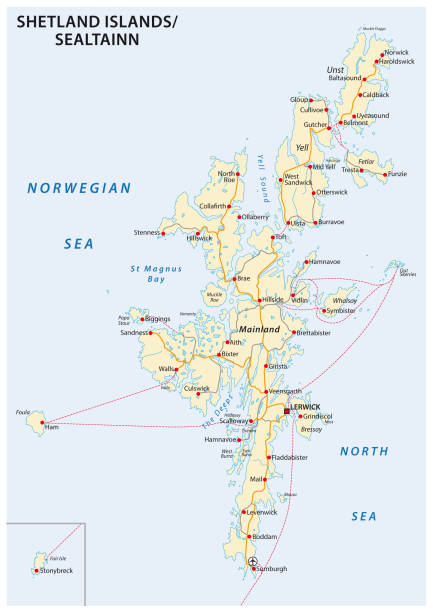 szetlandzkich, szkocja, wielka brytania - lerwick nautical vessel shetland islands kingdom stock illustrations