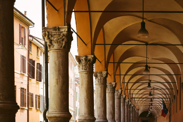 istock Bologna traditional typical street arcade, Italy 1087256480