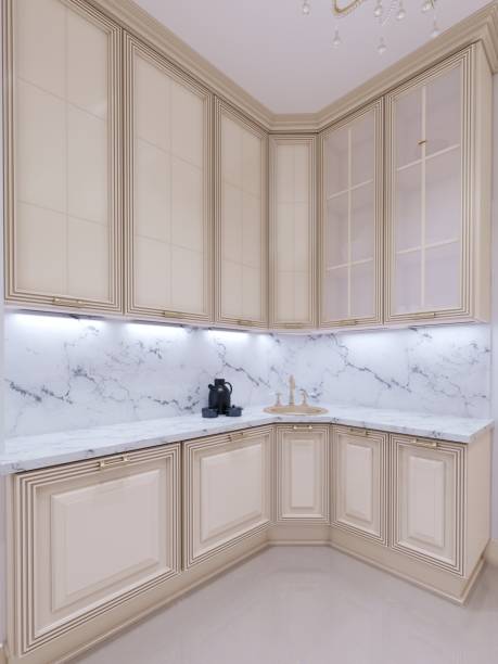 istock Beige kitchen in a classic modern style in the new house. 1087270786