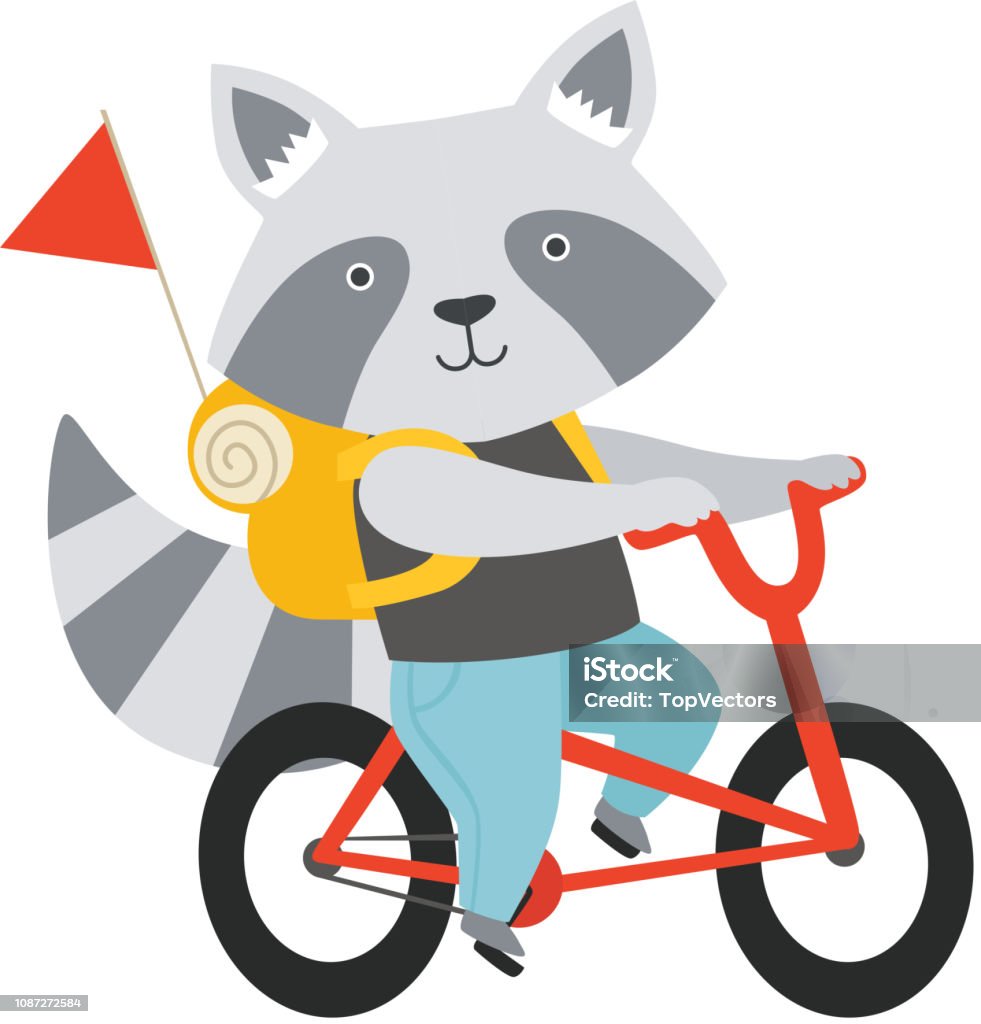 Ilustración de Mapache Alegre Bicicleta Con Una Mochila Personaje De Dibujos Animados Animales Lindo Viajar En Vacaciones De Verano Vector Ilustración Sobre Un Fondo Blanco y más Vectores Libres de Derechos de Ilustración de Mapache Alegre Bicicleta Con Una Mochila Personaje De Dibujos Animados Animales Lindo Viajar En Vacaciones De Verano Vector Ilustración Sobre Un Fondo Blanco y más Vectores Libres de Derechos de