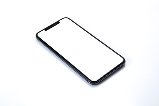 New shape of mobile phone on white screen