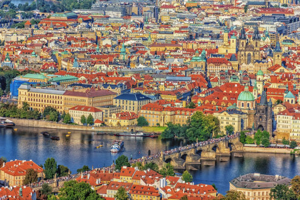 istock Charles Bridge in Prague, aerial view, Czech Republic 1087288364