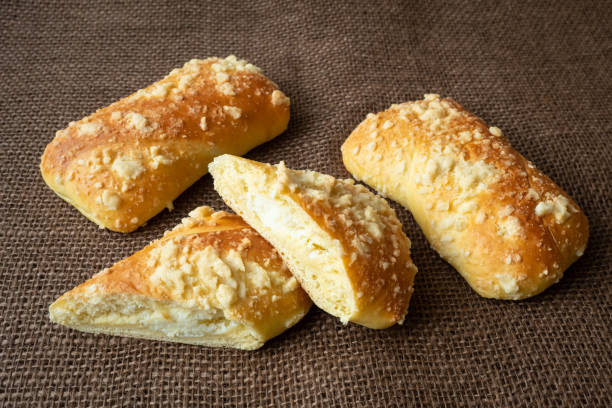 istock Fresh pastry with cottage cheese. Handmade buns. Rustic style food. 1087290370