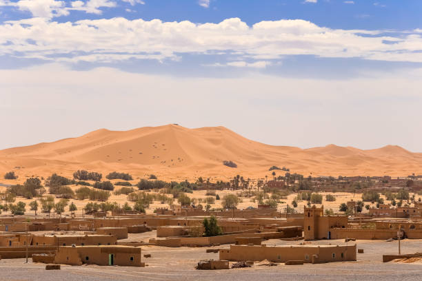 istock View over Merzouga village and sand dunes Morocco 1087296344