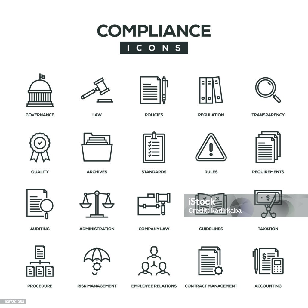 Compliance Line Icon Set Icon stock vector