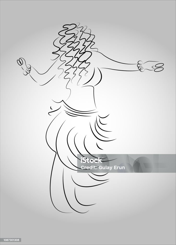 turkish belly dancer drawing, illustration vector Adult stock vector