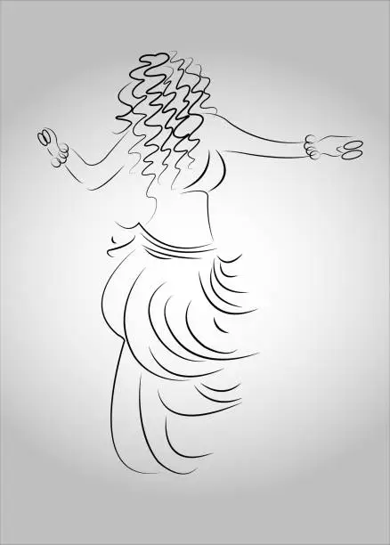 Vector illustration of turkish belly dancer drawing, illustration vector