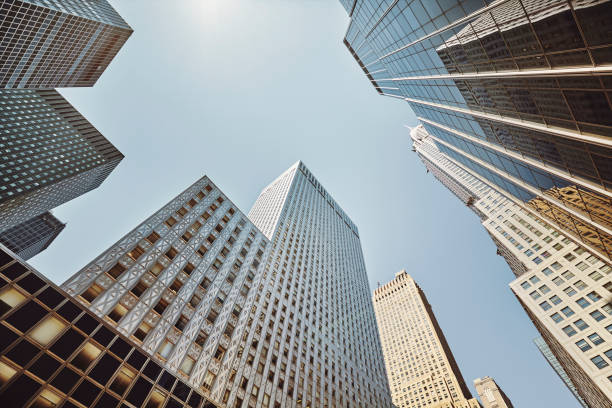 istock Looking up at New York skyscrapers, USA. 1087315402
