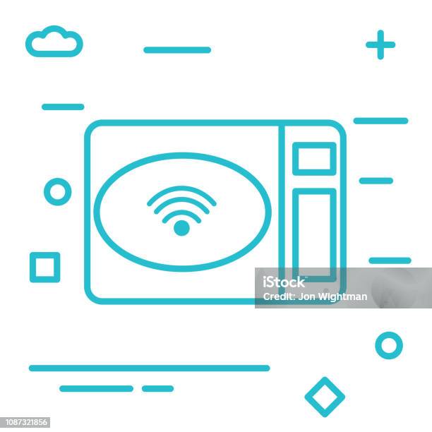 Microwave Smart Home Thin Line Icon Stock Illustration - Download Image Now - Abstract, Abstract Backgrounds, Appliance
