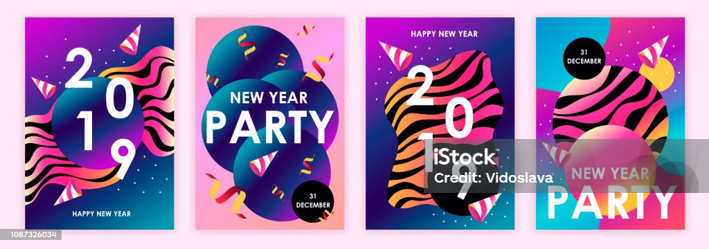 2019 new year. set of colorful modern banners. Template for card, invitation, flyer. vector illustration. 2019 new year. set of colorful modern banners. Template for card, invitation, flyer. vector illustration. EPS 10 2019 stock vector