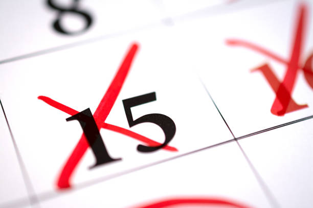 istock Red marked with pen on a calendar sheet 1087333938