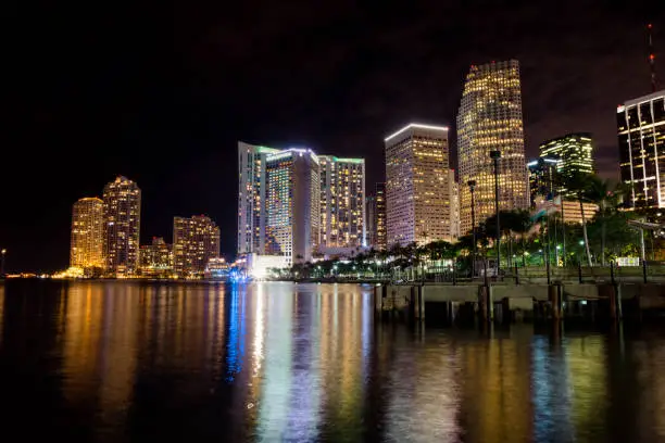 Photo of Night view of Miami downtown from bayside