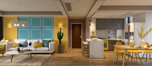 istock 3d render of Modern Colorful Home Interior 1087348198