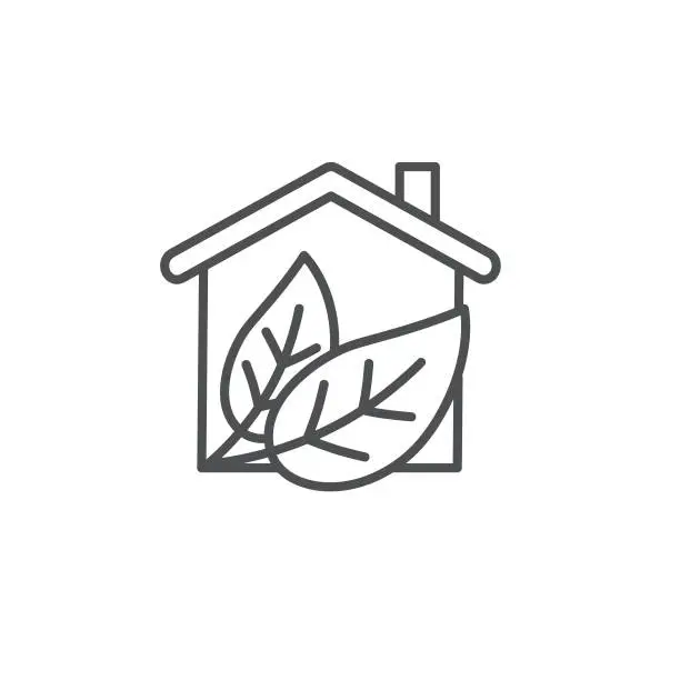 Vector illustration of Green Home Environment Thin Line Icon