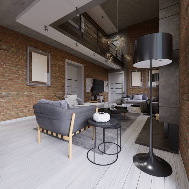 istock Modern contemporary loft design living room apartment interior. 1087361570