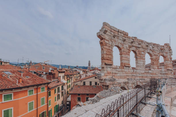 City of Verona, viewed from top of the Verona Arena, in Verona, Italy View of the city of Verona, from top of the Verona Arena, in Verona, Italy verona opera stock pictures, royalty-free photos & images