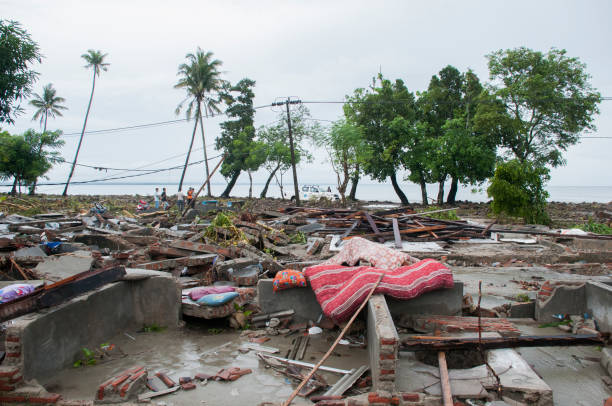 Tsunami in Indonesia stock photo