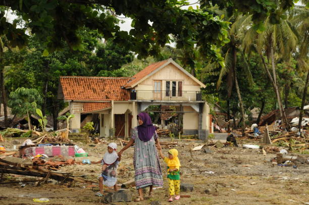 Tsunami in Banten Province, Indonesia stock photo
