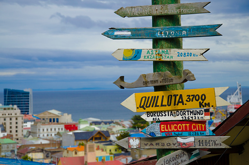 Punta Arenas, in the Chilean Patagonia, is known as the Southern most city. There are signs reminding travelers of how far they're from home.