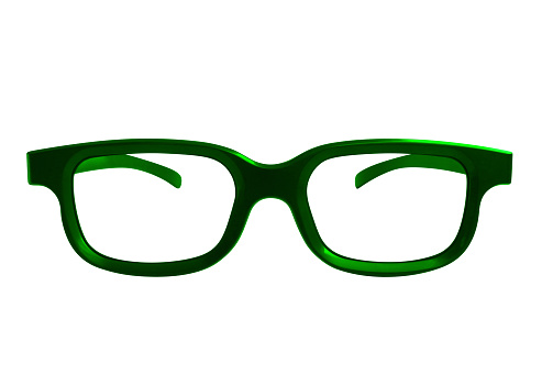 Green glasses isolated on white background with clipping path.